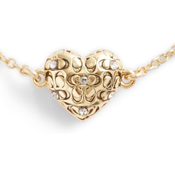 COACH Womens Signature Quilted Heart Slider Bracelet