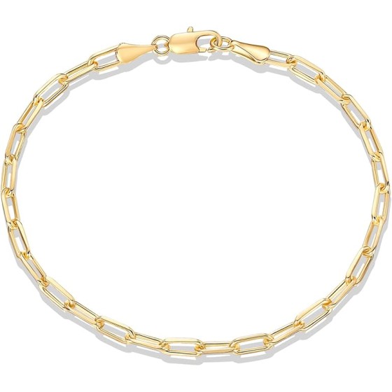 14K Gold Plated Paperclip/Curb/Figaro Chain Adjustable Bracelet for Women